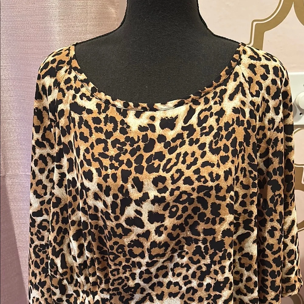 Laurie Felt Oversized Leopard Print Tunic Brown Black - Picture 7 of 8